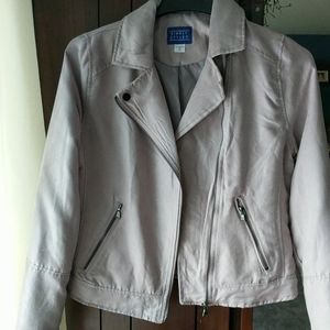 Simply styled faux suede motto jacket